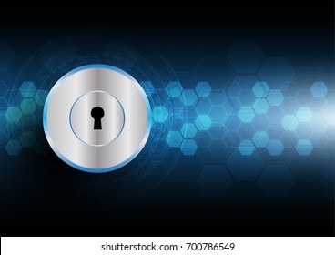 Vector abstract hecagon background. Cyber security concept. Blue theme with copy space.