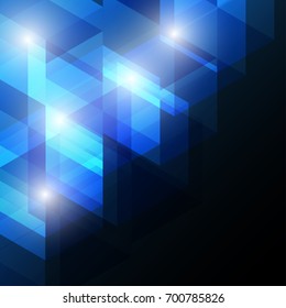 Vector abstract hexagon background. Technology abstract concept. Blue theme with copy space.