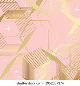 Vector abstract Hexagon gold line background. Modern technology illustration with square. design for decorating wallpaper, wrapping paper, fabric, banner and etc.