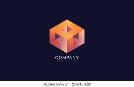 Vector abstract hexagon logo design elements. Origami paper style, flat, line art