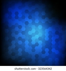 Vector : Abstract Hexagon on blue background