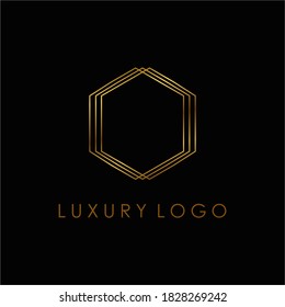 Vector abstract hexagon ornament with gold color