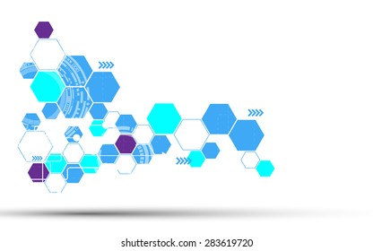 vector abstract hexagon technology concept white background