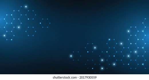 Plantilla hexagonal abstracta vectorial con luz. Tecnología oscura hexagonal.