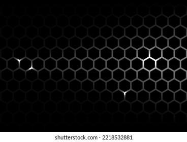 Vector abstract hexagon visulization black background, energy, light technology