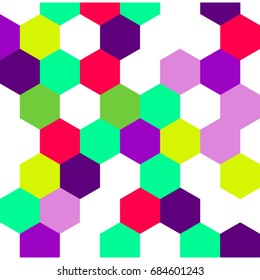 Vector abstract hexagonal pattern background in bright colors.