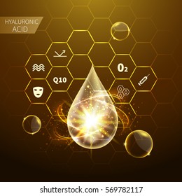 vector abstract hexagons infographics hyaluronic cosmetics blank template