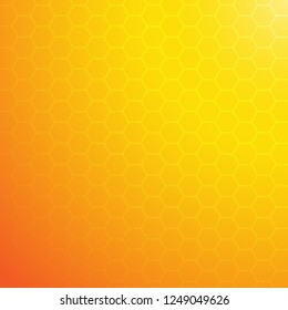 Vector : Abstract hexagons on yellow background