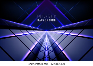 Vector Abstract high technology  urban modern building light of future on dark blue background