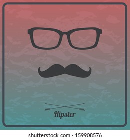 Vector abstract hipster background with mustaches and glasses