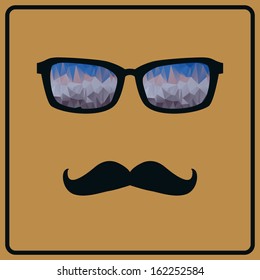 Vector abstract hipster background with mustaches and glasses
