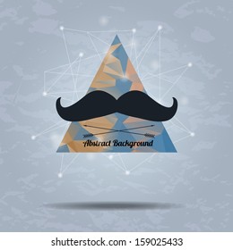 Vector abstract hipster background with triangle and mustaches