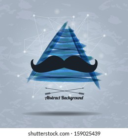 Vector abstract hipster background with triangle and mustaches