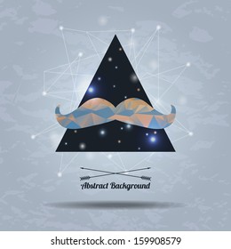 Vector abstract hipster background with triangle and mustaches