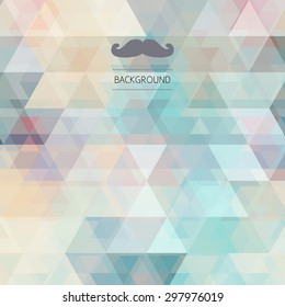 Vector abstract Hipster pattern of triangles background with mustache