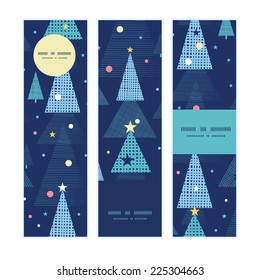 Vector abstract holiday christmas trees vertical banners set pattern background