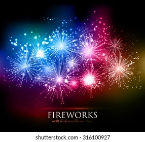 Vector Abstract Holiday Fireworks Background For Your Design