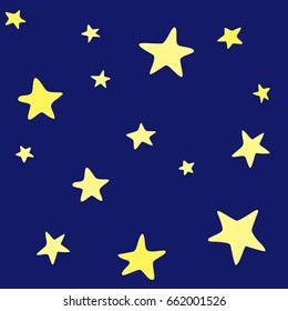 Vector Abstract Holiday Seamless Pattern with Yellow Stars on Blue