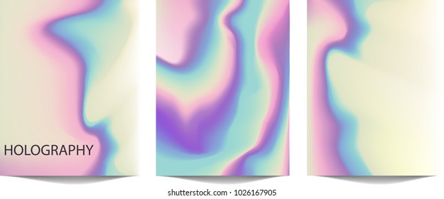 Vector abstract holographic background 80s - 90s, trendy colorful texture in pastel / neon color design. For your creative project design cover, book, printing, gift card, fashion.