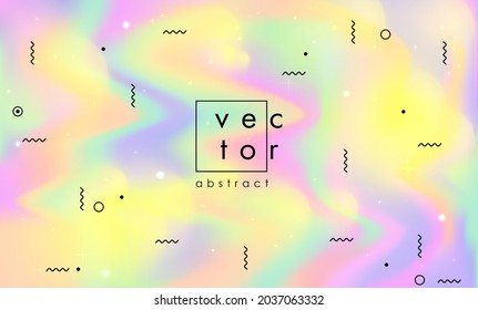 Vector abstract holographic background 80s - 90s, trendy colorful texture in pastel neon color design. For your creative project design cover, book, printing, gift card, fashion.