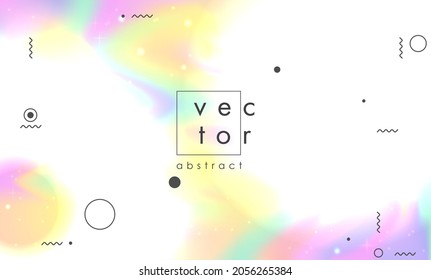 Fondo holográfico abstracto vectorial de 80 a 90, textura colorida de moda en diseño de color neón pastel. Para tu creativa portada de diseño de proyectos, libro, impresión, tarjeta de regalo, moda.