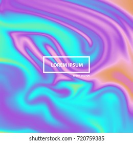 Vector abstract holographic background 80s - 90s, trendy colorful texture in neon color design. For your creative project design. Hologram hipster card, Blur colorful pattern.