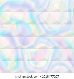 Vector abstract holographic geometric seamless pattern. Fashion rainbow pastel background for cover, posters, greeting cards, interior wallpaper.