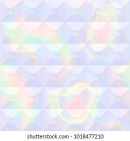 Vector abstract holographic geometric seamless pattern. Fashion rainbow pastel background for cover, posters, greeting cards, interior wallpaper.