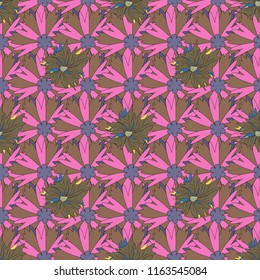 Vector abstract holographic seamless pattern in beige, orange and brown colors. Vibrant style pattern. Geometric repeating wallpaper. Mandalas on the background.
