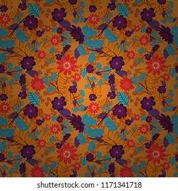 Vector abstract holographic seamless pattern in white, orange and violet colors. Mandalas on the background. Vibrant style pattern. Geometric repeating wallpaper.