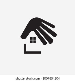 Vector abstract home under the hand. Real estate and services concept