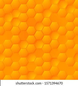 Vector abstract honey hexagonal seamless pattern design. Yellow tiled honeycombs on bright background eps10.