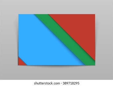 Vector abstract horizontal banner blue, green and red, modern material background