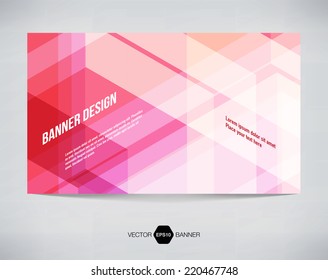 Vector abstract horizontal banner with light red modern futuristic hi-tech background