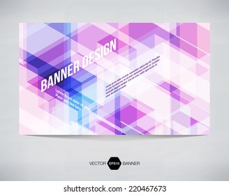 Vector abstract horizontal banner with purple modern futuristic hi-tech background