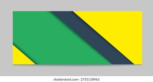 Vector abstracto Anuncio Horizontal amarillo, gris y verde, fondo de material moderno