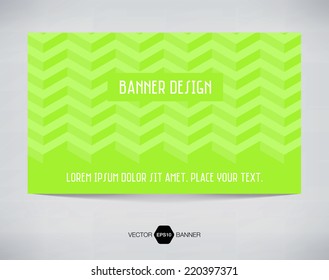 Vector abstract horizontal promo banner with retro green chevron pattern