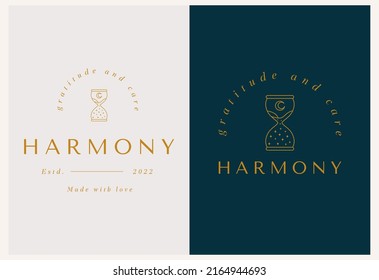 Vector abstract hourglass modern logo design templates in trendy linear style in golden colors - luxury and jewelry concepts for exclusive services and products, beauty and spa industry