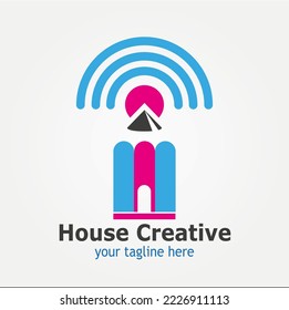 Vector abstract, house of creativity symbol.