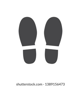 Vector abstract human boot, or sneakers shoe footprint icon. Black silhoette of footwear footmarks. Hiking equipment or army outdoor footwear. Isolated illustration