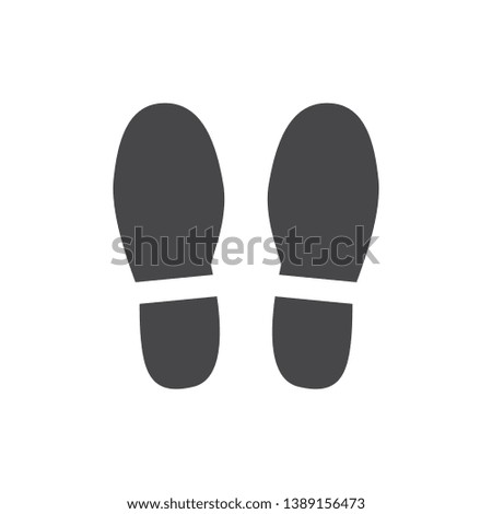 Vector abstract human boot, or sneakers shoe footprint icon. Black silhoette of footwear footmarks. Hiking equipment or army outdoor footwear. Isolated illustration