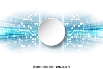 Vector Abstract human brain futuristic circuit board, Illustration high digital technology blue color