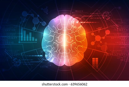 Vector abstrato cérebro humano sobre tecnologia de fundo representam conceito de inteligência artificial, ilustração