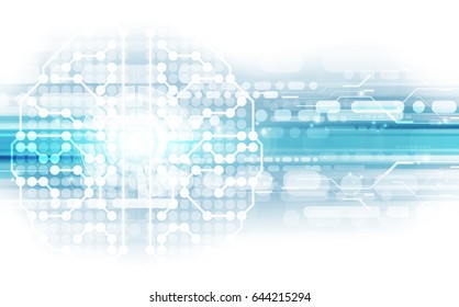 Vector abstract human brain on technology background represent artificial intelligence concept, illustration