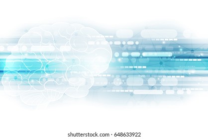 Vector abstract human brain on technology background represent artificial intelligence concept, illustration