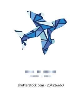 Vector abstract ice chrystals airplane silhouette pattern frame