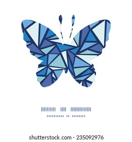 Vector abstract ice chrystals butterfly silhouette pattern frame