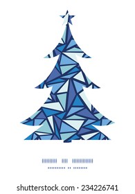 Vector abstract ice chrystals Christmas tree silhouette pattern frame card template