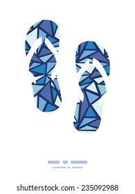 Vector abstract ice chrystals flip flops silhouettes pattern frame