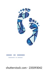 Vector abstract ice chrystals footprints silhouettes pattern frame
